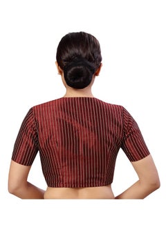 Studio Shringaar Studio Shringaar Women's Polyester Short Sleeve Saree Blouse (S2593_Bronze, Maroon_40)  - Image 2