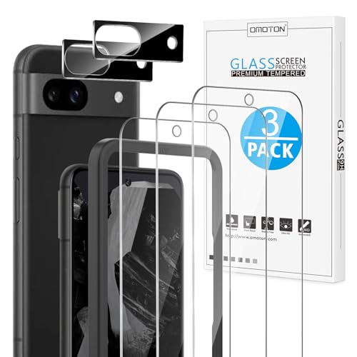 OMOTON 32 Pack for Google Pixel 8a Screen Protector 3 Pack Tempered Glass Screen Protector with 2 Pack Camera Lens Protector for Pixel 8A 2024 Released 61 inches Case Friendly9H Hardness - Image 1