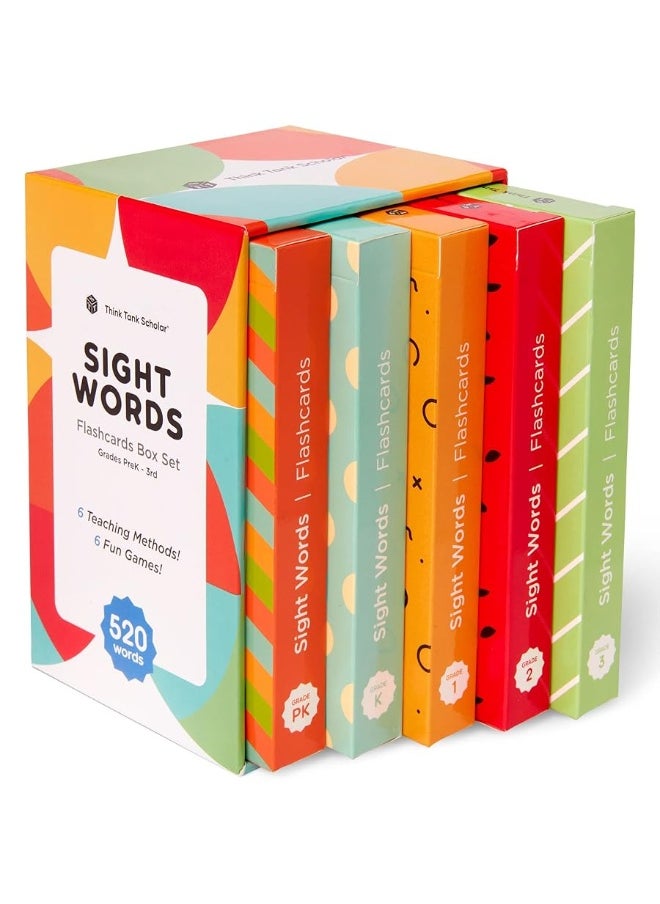 Think Tank Scholar - Think Tank Scholar 520 Sight Words Flash Cards (Award-Winning) Set - Preschool (Pre K) Kindergarten 1st 2nd 3rd Grade Homeschool (Kids Ages 3, 4, 5, 6, 7, 8, 9) Dolch & Fry High Frequency Sight Word - Image 1