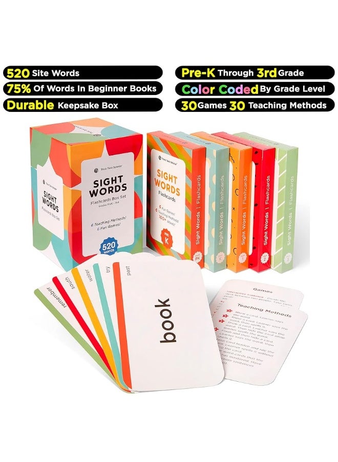 Think Tank Scholar - Think Tank Scholar 520 Sight Words Flash Cards (Award-Winning) Set - Preschool (Pre K) Kindergarten 1st 2nd 3rd Grade Homeschool (Kids Ages 3, 4, 5, 6, 7, 8, 9) Dolch & Fry High Frequency Sight Word - Image 1