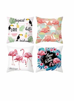 KASTWAVE Cushion Covers Pillow Covers 18''x18'' Set of 4, Pillow Cases with Invisible Zipper, Lovely Animal Decorative Pillowcase for Room Couch Sofa Bedroom, Flamingo Peach Skin Pillowcase (Flamingo)  - Image 1