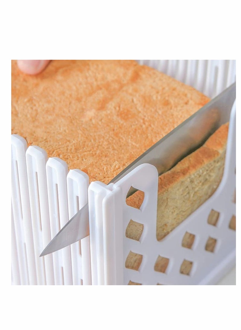 SOLARAE قطاعة خبز للخبز المنزلي، دليل تقطيع توست قابل للتعديل، دليل تقطيع الرغيف بالتساوي، آلة قطع ساندويتش بايجل قابلة للطي، 1 قطعة - Image 2