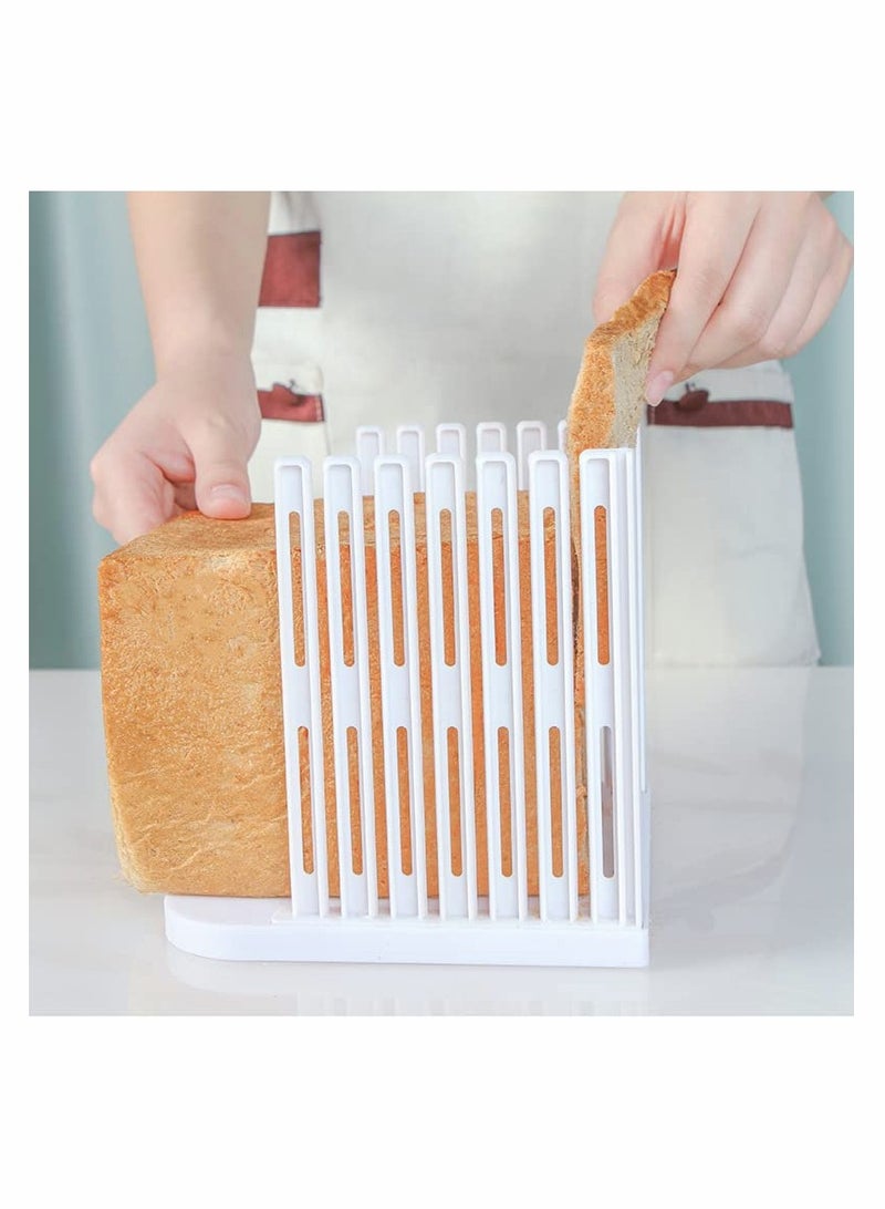 SOLARAE قطاعة خبز للخبز المنزلي، دليل تقطيع توست قابل للتعديل، دليل تقطيع الرغيف بالتساوي، آلة قطع ساندويتش بايجل قابلة للطي، 1 قطعة - Image 3