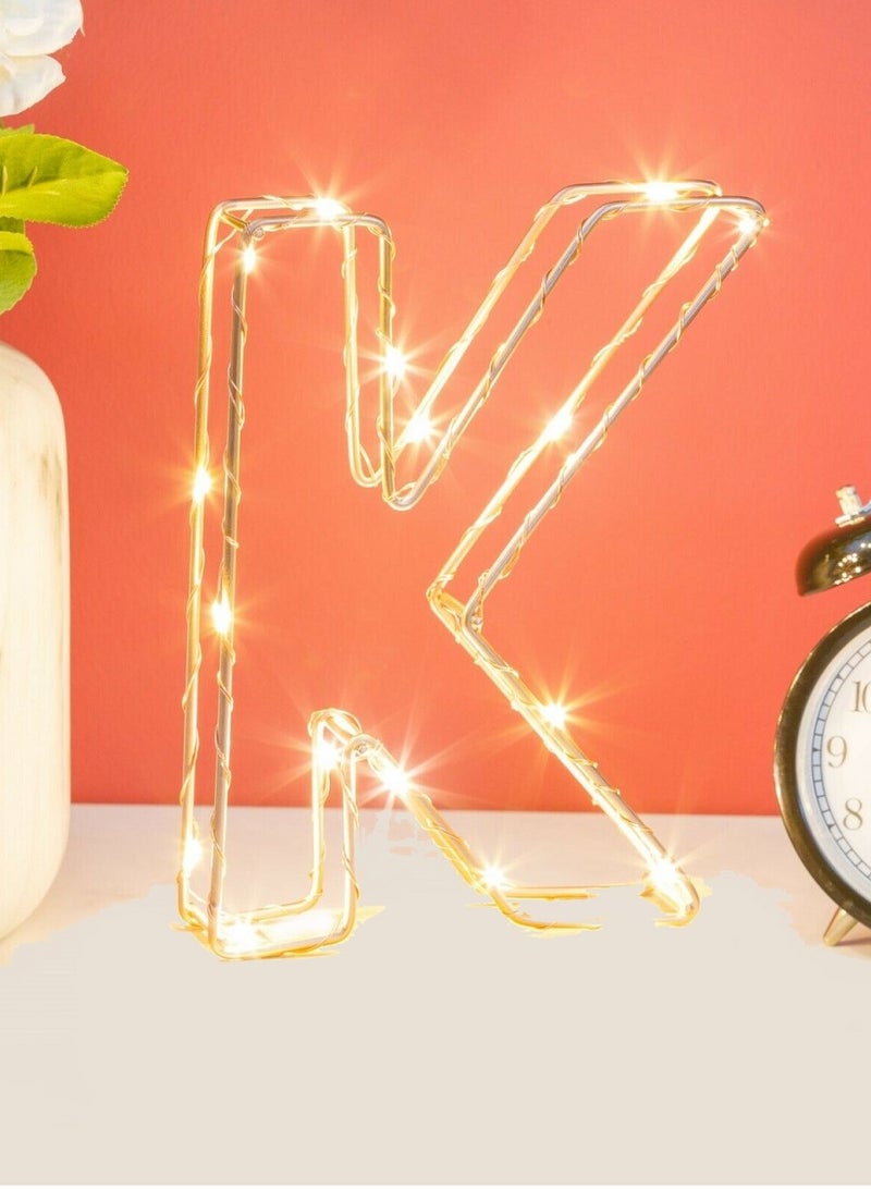 سلة حرف K مضيء لون ذهبي - Image 2