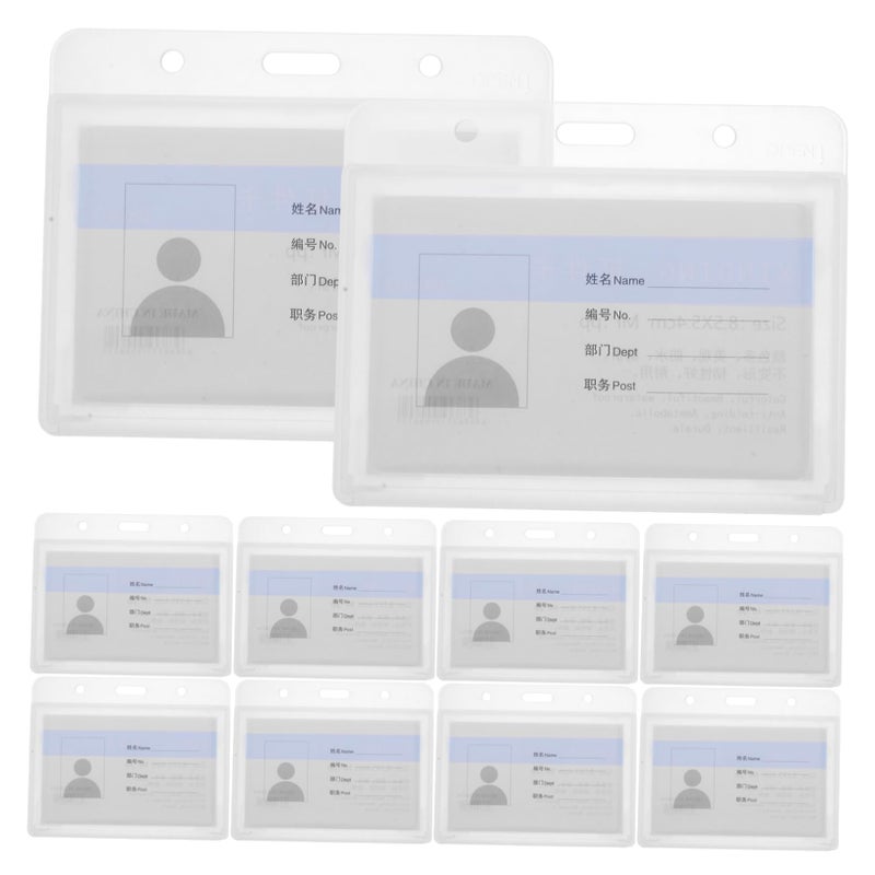 10 PCS Horizontal ID Card Holders Badge Sleeves Protectors For Teachers Students - Image 2