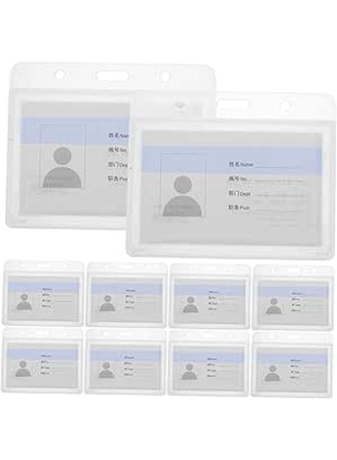 10 PCS Horizontal ID Card Holders Badge Sleeves Protectors For Teachers Students - Image 1