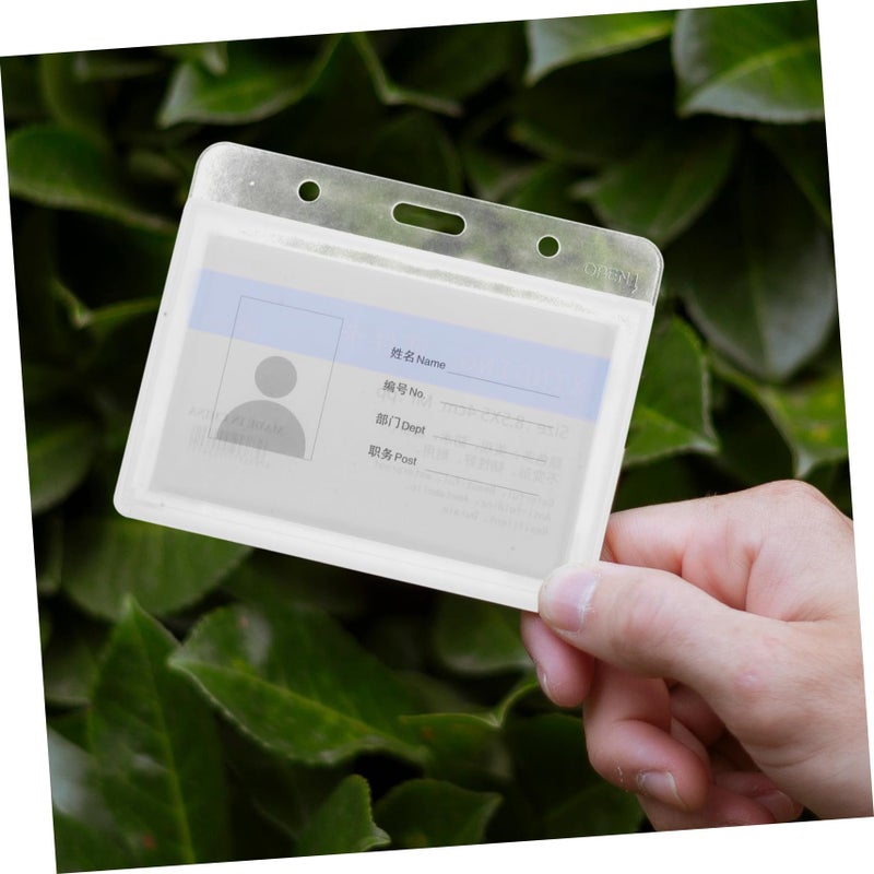 10 PCS Horizontal ID Card Holders Badge Sleeves Protectors For Teachers Students - Image 3