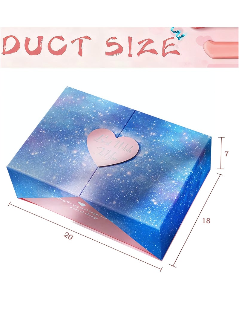 صندوق هدايا مغناطيسي فاخر، صندوق هدايا قابل لإعادة الاستخدام لتغليف الهدايا، صناديق هدايا قابلة للطي مع غطاء للهدايا والمهرجانات وأعياد الميلاد والذكرى السنوية والعطلات وحفلات الزفاف 20×18×7 سم - Image 2