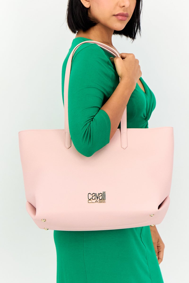 Cavalli Class Women Brand Logo Tote Bag, Blush - Image 2