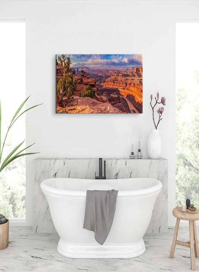 AREBOLO Nature Desert Canvas Wall Art for Living Room Office Grand Canyon Landscape Picture Western Mountain Scenery Wall Decor USA Western National Park Painting Poster Panorama Artwork Decorations 20x40" - Image 5