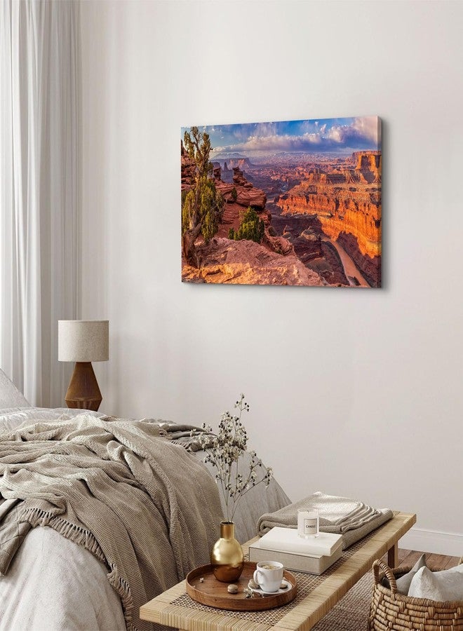 AREBOLO Nature Desert Canvas Wall Art for Living Room Office Grand Canyon Landscape Picture Western Mountain Scenery Wall Decor USA Western National Park Painting Poster Panorama Artwork Decorations 20x40" - Image 2