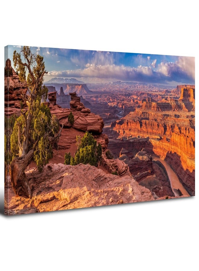 AREBOLO Nature Desert Canvas Wall Art for Living Room Office Grand Canyon Landscape Picture Western Mountain Scenery Wall Decor USA Western National Park Painting Poster Panorama Artwork Decorations 20x40" - Image 1