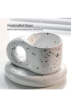 Bonita Big Handle Speckled Ceramic Mug Large Coffee and Tea Mug With Comfortable Handle Funny Mug Coffee Mug Best Birthday Present Idea For Dad Mom Husband Wife Splashed Ink 400 ml  - Image 4
