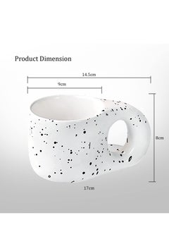 Bonita Big Handle Speckled Ceramic Mug Large Coffee and Tea Mug With Comfortable Handle Funny Mug Coffee Mug Best Birthday Present Idea For Dad Mom Husband Wife Splashed Ink 400 ml  - Image 2