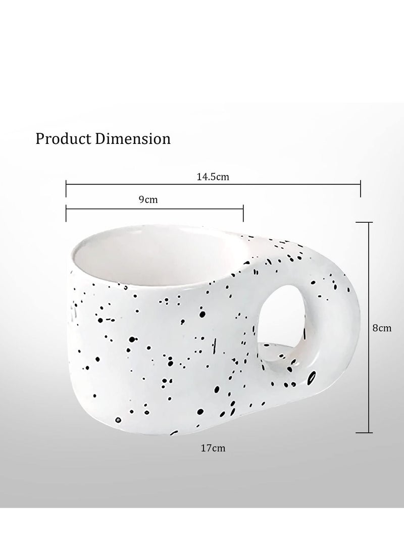 Bonita Big Handle Speckled Ceramic Mug Large Coffee and Tea Mug With Comfortable Handle Funny Mug Coffee Mug Best Birthday Present Idea For Dad Mom Husband Wife Splashed Ink 400 ml - Image 2
