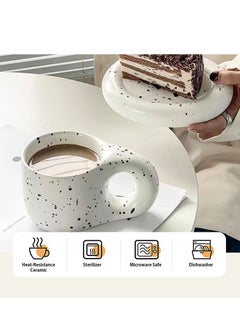 Bonita Big Handle Speckled Ceramic Mug Large Coffee and Tea Mug With Comfortable Handle Funny Mug Coffee Mug Best Birthday Present Idea For Dad Mom Husband Wife Splashed Ink 400 ml  - Image 5