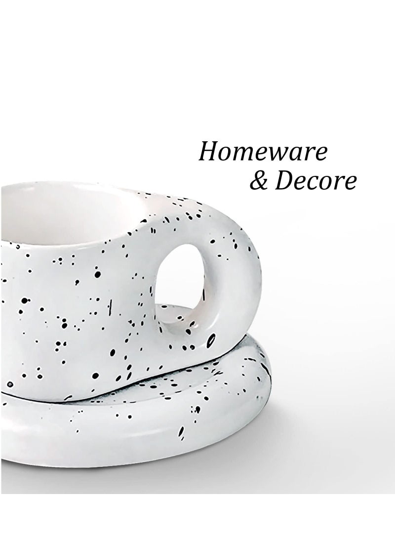 Bonita Big Handle Speckled Ceramic Mug Large Coffee and Tea Mug With Comfortable Handle Funny Mug Coffee Mug Best Birthday Present Idea For Dad Mom Husband Wife Splashed Ink 400 ml - Image 3