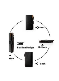 Elios Elios Women 24 Card Slots Large Capacity PU Leather Clutch Wallet Card Phone Holder Organizer Ladies Purse (Black)  - Image 3