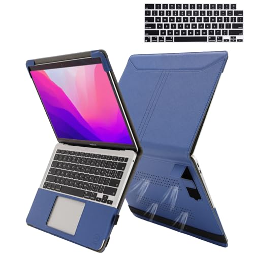TT TYTX TYTX Compatible with MacBook Pro 14 Inch Case, PU Leather MacBook Case with Vents and Stand for 2021-2025 Release M5 A3434 M4 A3112 A3185 A3401 A2918 A2992 A2779 A2442, Blue - Image 1