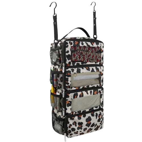 Olosar Suitcase Organizer, Travel Luggage Organizer Portable Hanging Travel Shelves Collapsible Hanging Packing Cubes for Carry on Suitcase, Leopard Print - Image 1