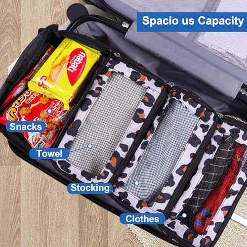 Olosar Suitcase Organizer, Travel Luggage Organizer Portable Hanging Travel Shelves Collapsible Hanging Packing Cubes for Carry on Suitcase, Leopard Print - Image 5