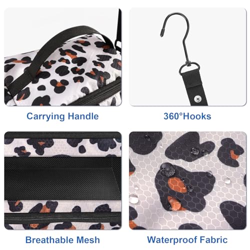 Olosar Suitcase Organizer, Travel Luggage Organizer Portable Hanging Travel Shelves Collapsible Hanging Packing Cubes for Carry on Suitcase, Leopard Print - Image 3