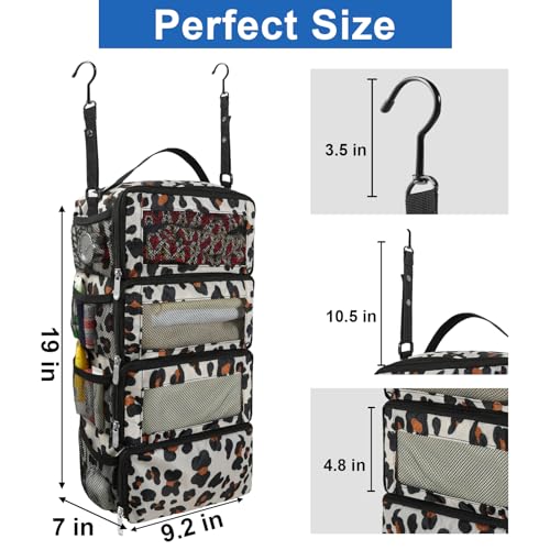 Olosar Suitcase Organizer, Travel Luggage Organizer Portable Hanging Travel Shelves Collapsible Hanging Packing Cubes for Carry on Suitcase, Leopard Print - Image 4