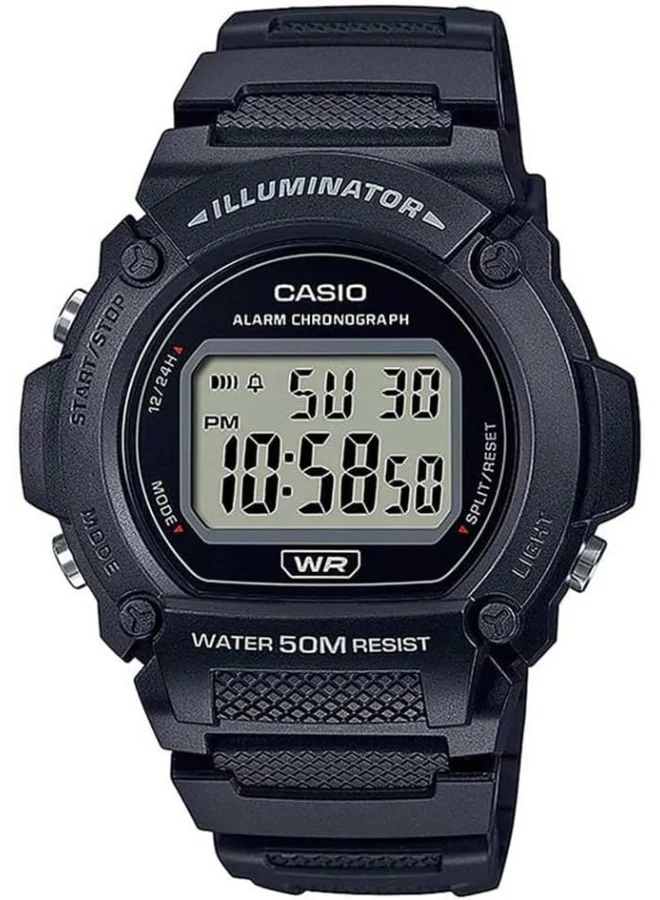كاسيو Casio Men's Watch - W-219H-1AVDF Grey Dial, Black Band