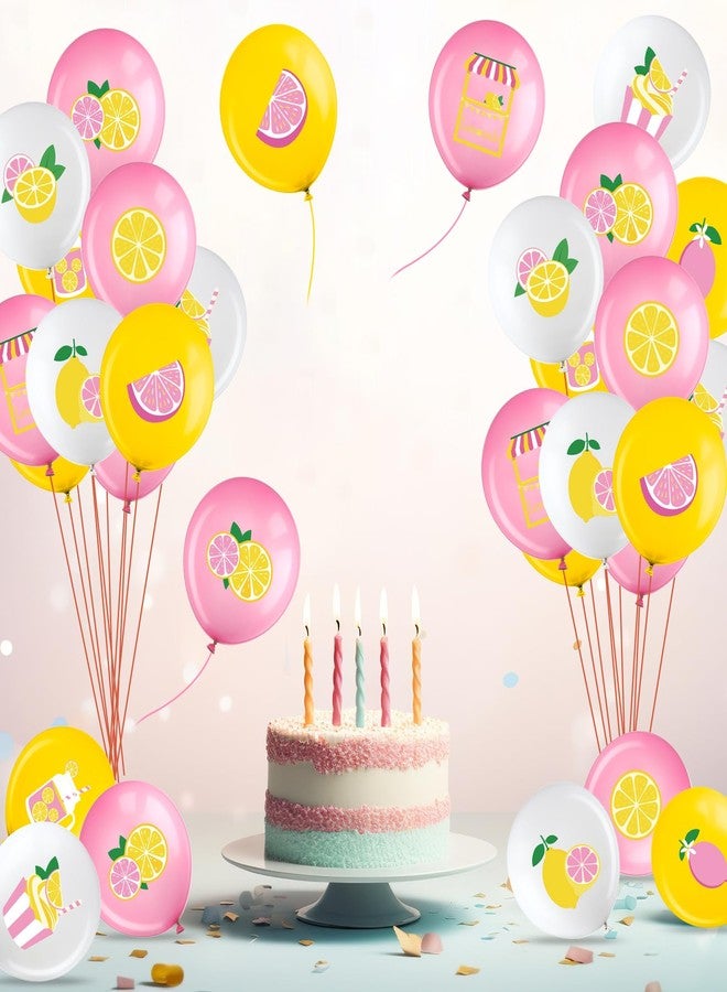 Aoriher 63 Pcs Lemon Balloons Lemonade Party Decorations Yellow Pink and White Lemon Citrus Latex Balloons for Summer Birthday Party Baby Shower Decoration Supplies - Image 4