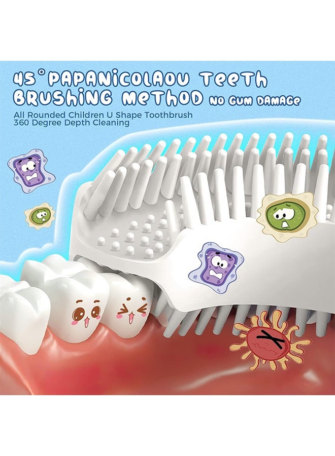 8Pcs U Shaped Toothbrush Kids, Kids Toothbrushes Soft Silicone Brush Head Whole Mouth Toothbrush with Handle 360 ° Oral Teeth Cleaning Design for Toddler Toothbrush Age 2-6 - Image 4