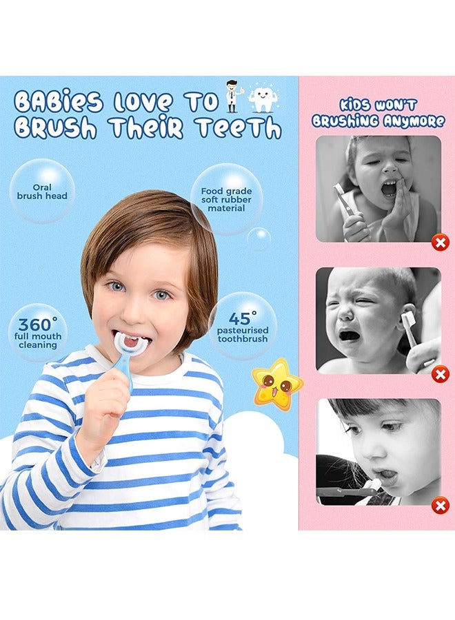 8Pcs U Shaped Toothbrush Kids, Kids Toothbrushes Soft Silicone Brush Head Whole Mouth Toothbrush with Handle 360 ° Oral Teeth Cleaning Design for Toddler Toothbrush Age 2-6 - Image 2