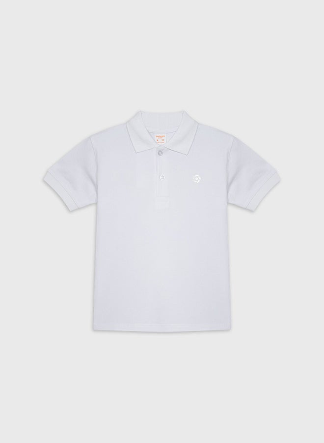 كوكا ملابس أطفال أولاد كم قصير قميص بولو أبيض - Image 1