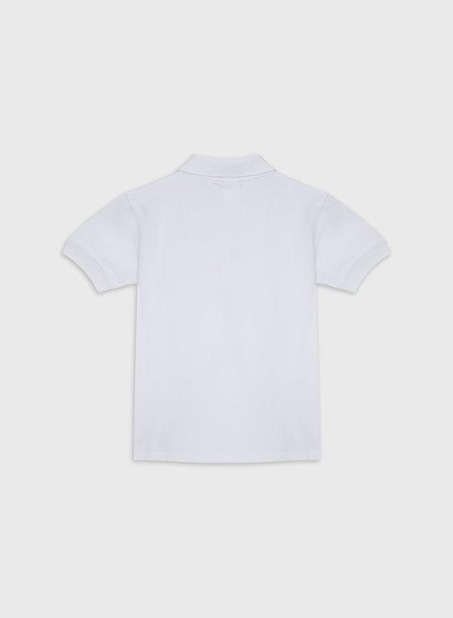 كوكا ملابس أطفال أولاد كم قصير قميص بولو أبيض - Image 2