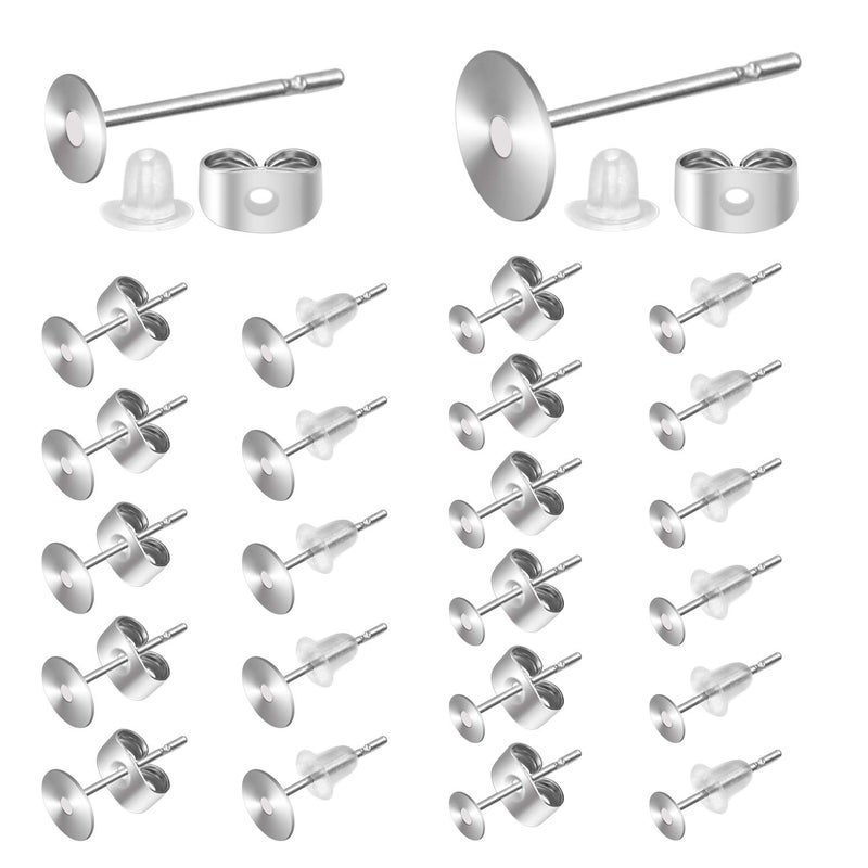 AROIC 1200 PCS Earring Posts  Backs  Stainless Steel Hypoallergenic Butterfly  Rubber Bullet Styles for DIY Stud Earring  Jewelry Making