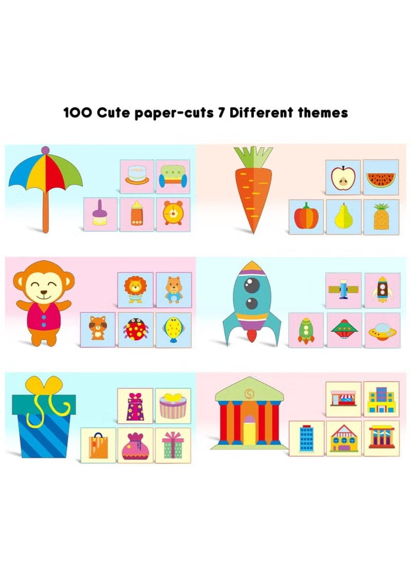 100 PCS Paper Cutting set, Paper Cutting set with 2 Kids Safety Scissors, for Paper Craft Supplies, Kids Preschool Training Scissors, Art Craft Plastic Scissors for School Supplies and Scrapbooking  - Image 5