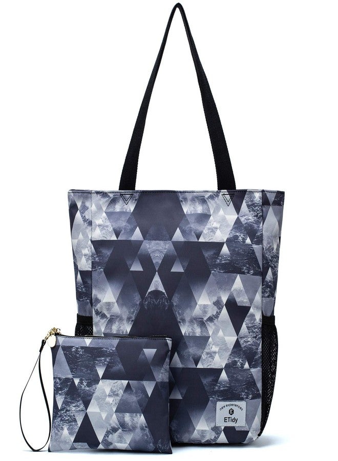 ETidy Large Capacity Foldable Tote Bag With Zipper Water-resistant Sandproof Women Beach Bag Handbag Gym Bag Travel Shopping Bag(Gray) - Image 1