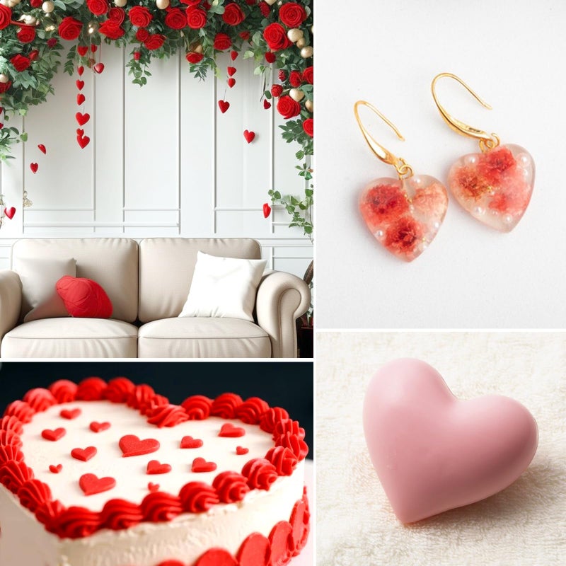 Zyghjort 2 Pcs Heart Silicone Molds, Epoxy Resin Mold Fondant Molds Mixed Size Heart-Shaped Casting Jewelry Mold for Making Earrings & Jewelry Making Crafting Projects Valentine Gift DIY Charms - Image 3