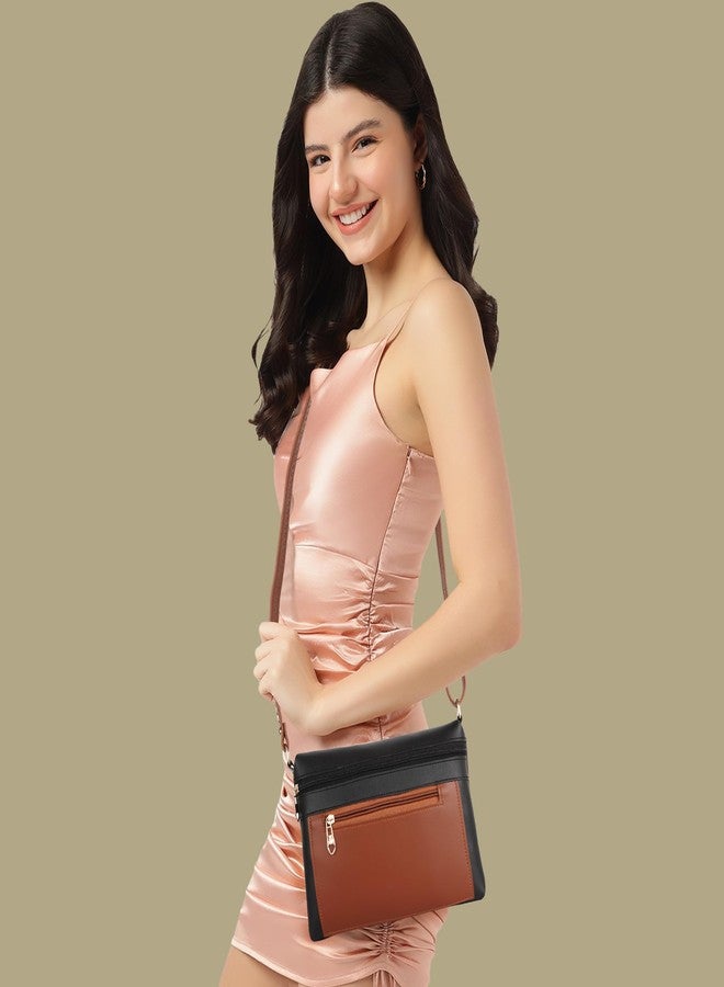 DANIEL CLARK Women Stylish Multi-Pocket Zip Closure Cross Body Bag| Travel Side Bag| Sling Pouch Bag|Messenger Shoulder Bag With Adjustable Strap (Black, 23 X 17.7 X 5 Cm) - Image 3