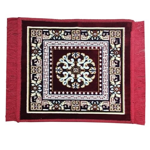 Status Contract Multipurpose Pooja Prayer Mat 18x18 inch Pooja Assan (MEHROON) - Image 2
