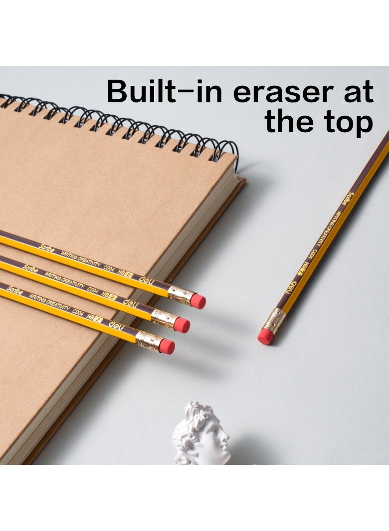 Deli قلم رصاص دلي EC004-HB جرافيت، HB، 12 قطعة/علبة، أصفر - مثالي لمهام الكتابة في المدرسة والمكتب - Image 2