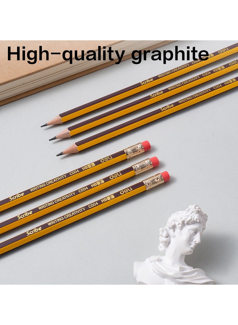 Deli قلم رصاص دلي EC004-HB جرافيت، HB، 12 قطعة/علبة، أصفر - مثالي لمهام الكتابة في المدرسة والمكتب - Image 3