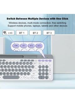 Aookay Arabic and English Wireless Keyboard and Mouse Combo, Multi-Device (Bluetooth + 2.4G) Keyboard and Mouse, BT3 Channel Can Connect Four Devices, Rechargeable Keyboard, Ergonomic Design (White)  - Image 2