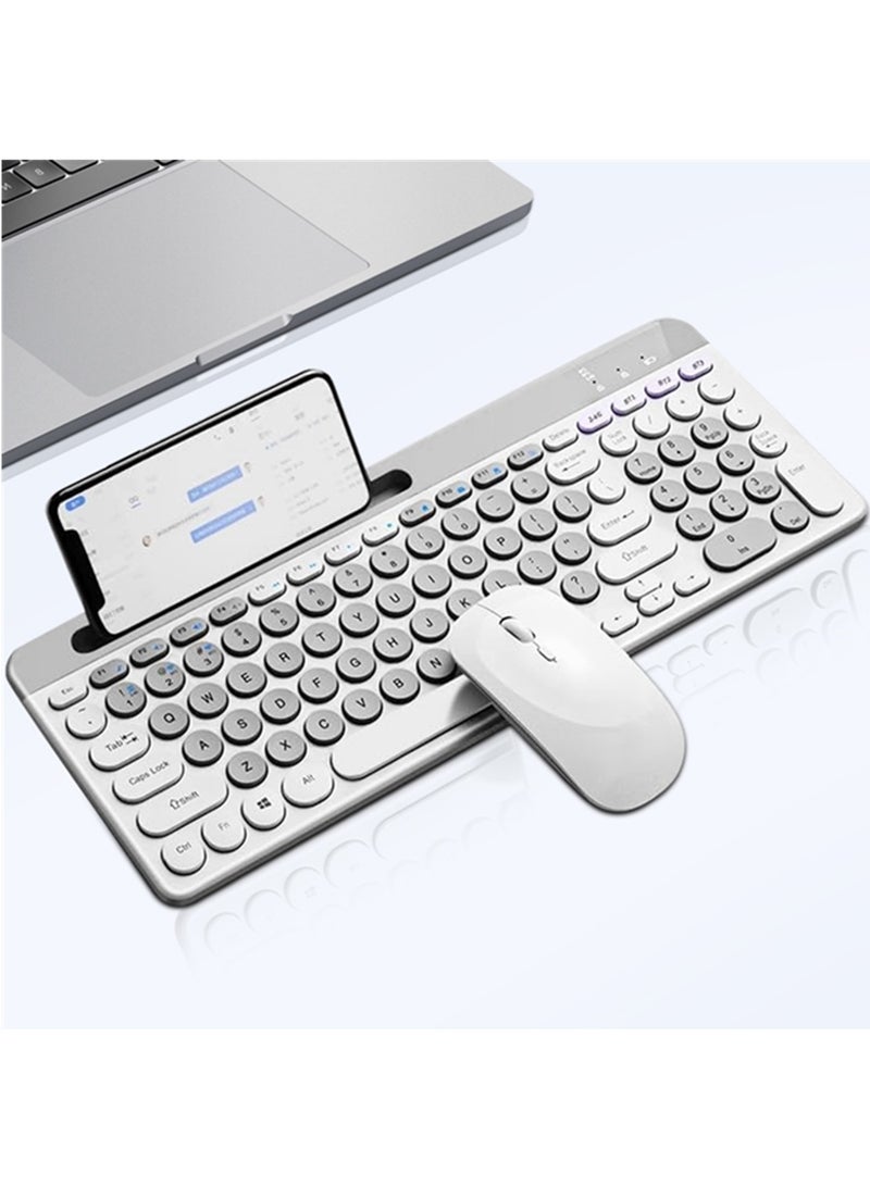 Aookay Arabic and English Wireless Keyboard and Mouse Combo, Multi-Device (Bluetooth + 2.4G) Keyboard and Mouse, BT3 Channel Can Connect Four Devices, Rechargeable Keyboard, Ergonomic Design (White) - Image 1