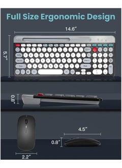 Aookay Arabic and English Wireless Keyboard and Mouse Combo, Multi-Device (Bluetooth + 2.4G) Keyboard and Mouse, BT3 Channel Can Connect Four Devices, Rechargeable Keyboard, Ergonomic Design (White)  - Image 5
