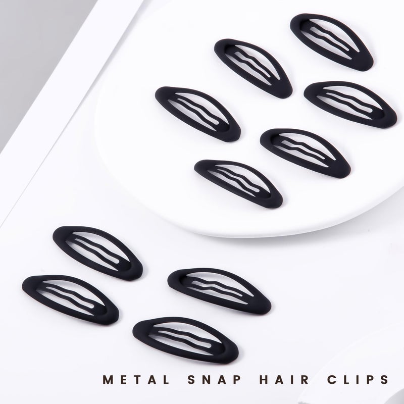 Cptots 20PCS Oval Metal Snap Clips for Women No Slip Small Barrettes for Thin Fine Hair,Matte Black - Image 3