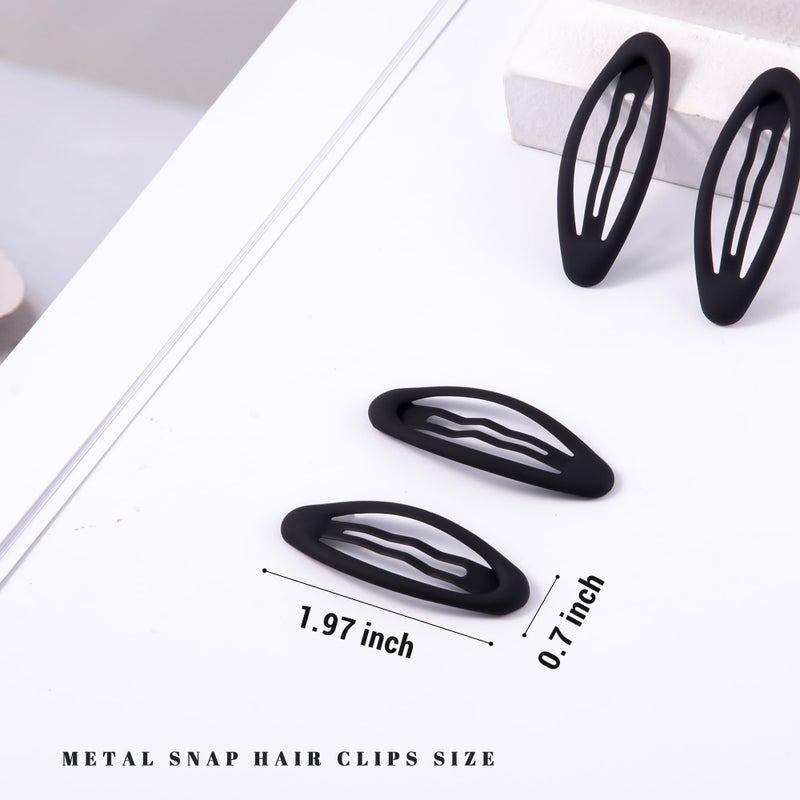 Cptots 20PCS Oval Metal Snap Clips for Women No Slip Small Barrettes for Thin Fine Hair,Matte Black - Image 2