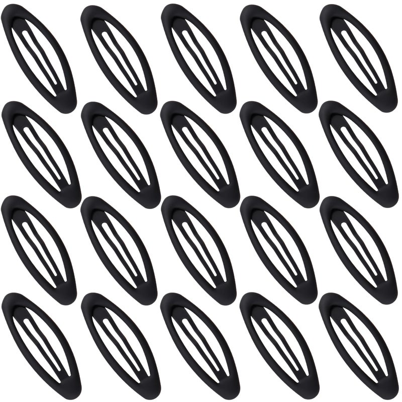 Cptots 20PCS Oval Metal Snap Clips for Women No Slip Small Barrettes for Thin Fine Hair,Matte Black - Image 1