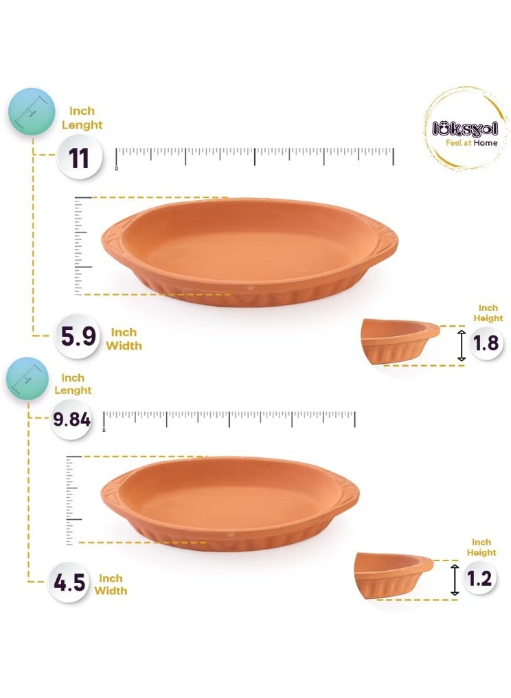 لوكسيول أوعية فخارية بيضاوية من لوكس يول – مصنوعة يدويًا في تركيا من طين طبيعي غير مطلي – آمنة للفرن والميكروويف وغسالة الصحون – مثالية لأطباق رئيسية، سمك، باستا، لحوم – متوفرة بألوان بني، طبيعي، أزرق، أخضر – بمقاسات L23×W13×H3، 26×14×3، 23×13×3، 29×18×4، 25×11.5×3 سم – صحية، صديقة للبيئة، متينة، مقاومة للتشقق، آمنة للطعام، هدية مثالية – أدوات مطبخ تقليدية تركية تجمع بين الجودة العملية والجمال الطبيعي - Image 2