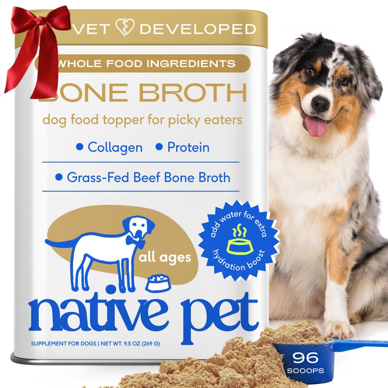 Native Pet Bone Broth for Dogs and Cats - Made with Real Beef Bone Broth, Dog Food Toppers for Picky Eaters - Provides Extra Hydration & Nutrition for Joint Strength, Immunity & Heart Health-96 Scoops - Image 1