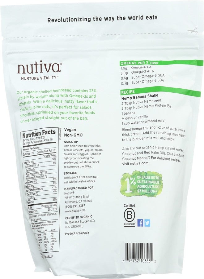 Nutiva, Hempseed Raw Shelled Organic, 19 Ounce - Image 2